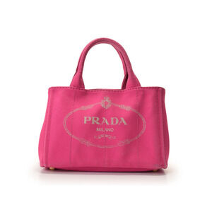 Prada Canapa Canvas Fuchsia Pink Tote Bag Strap